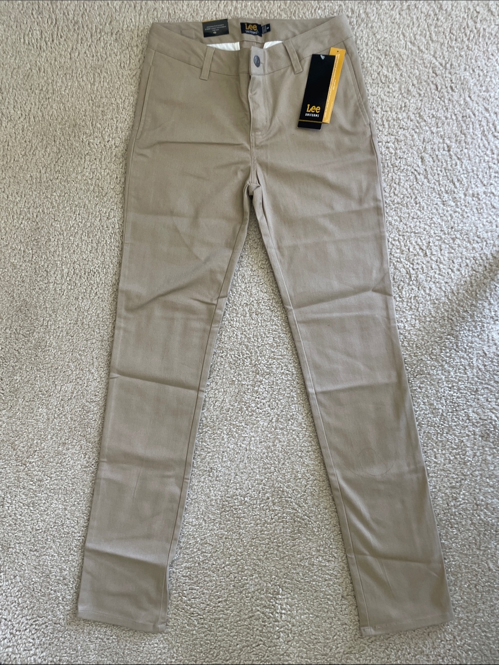 Lee Pants Womens 5 Beige Slim Skinny Leg Uniform Pants Juniors Work Career